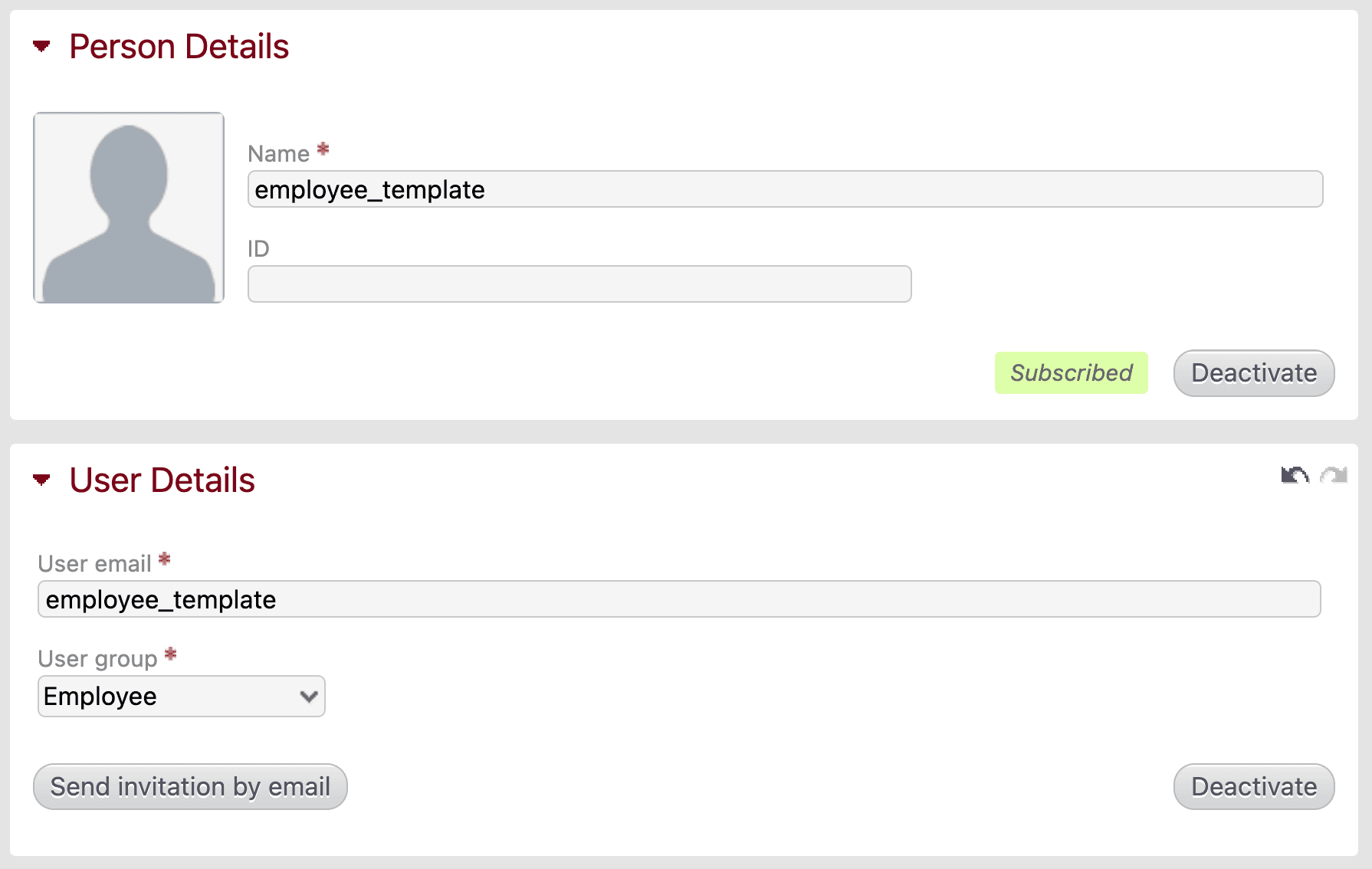User screens