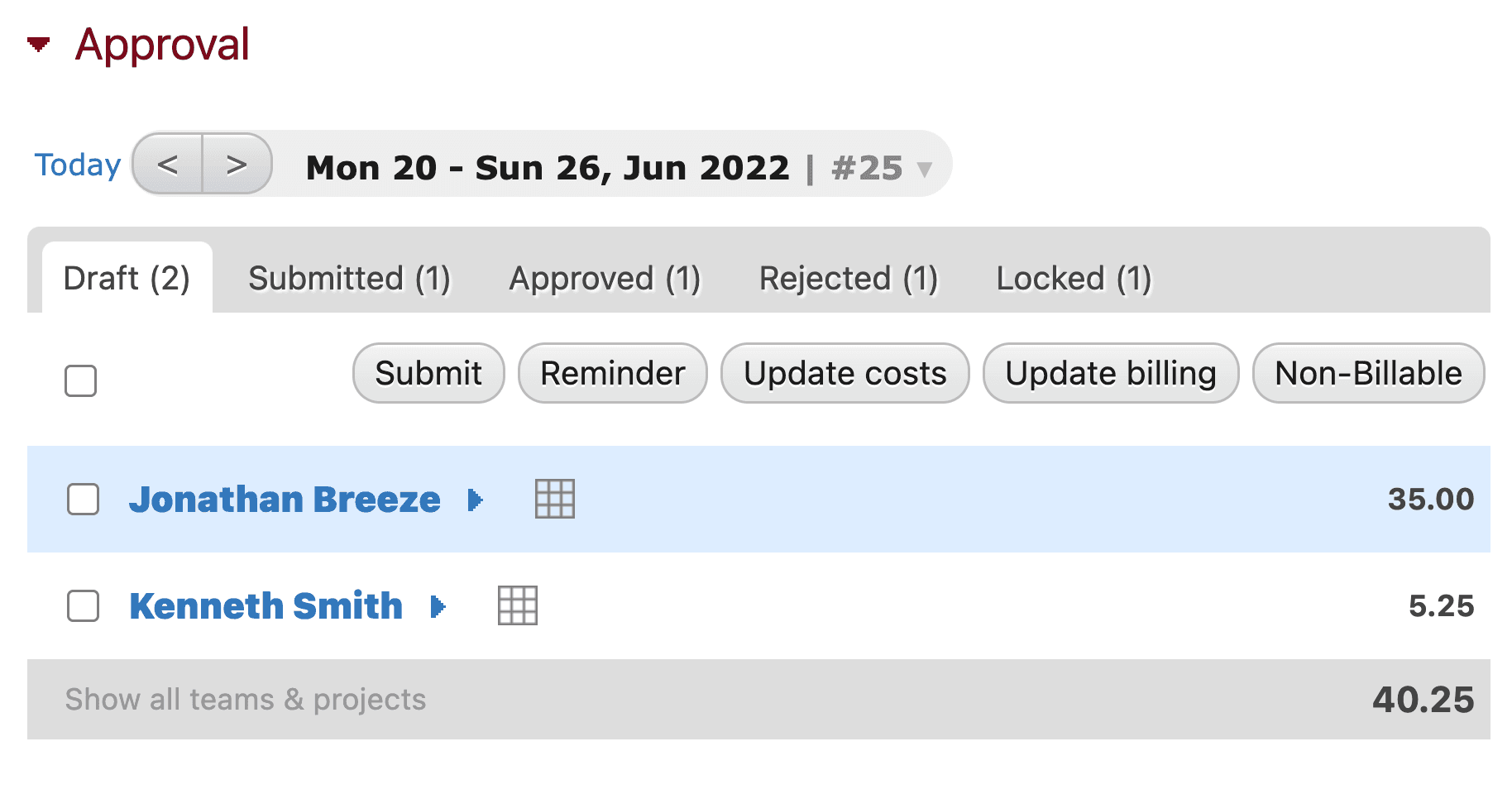 Timesheet approval