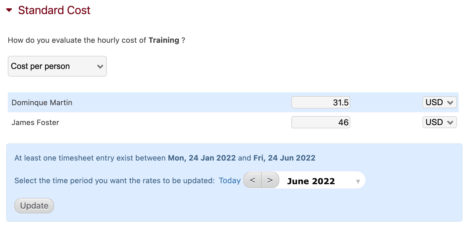 Standard costs