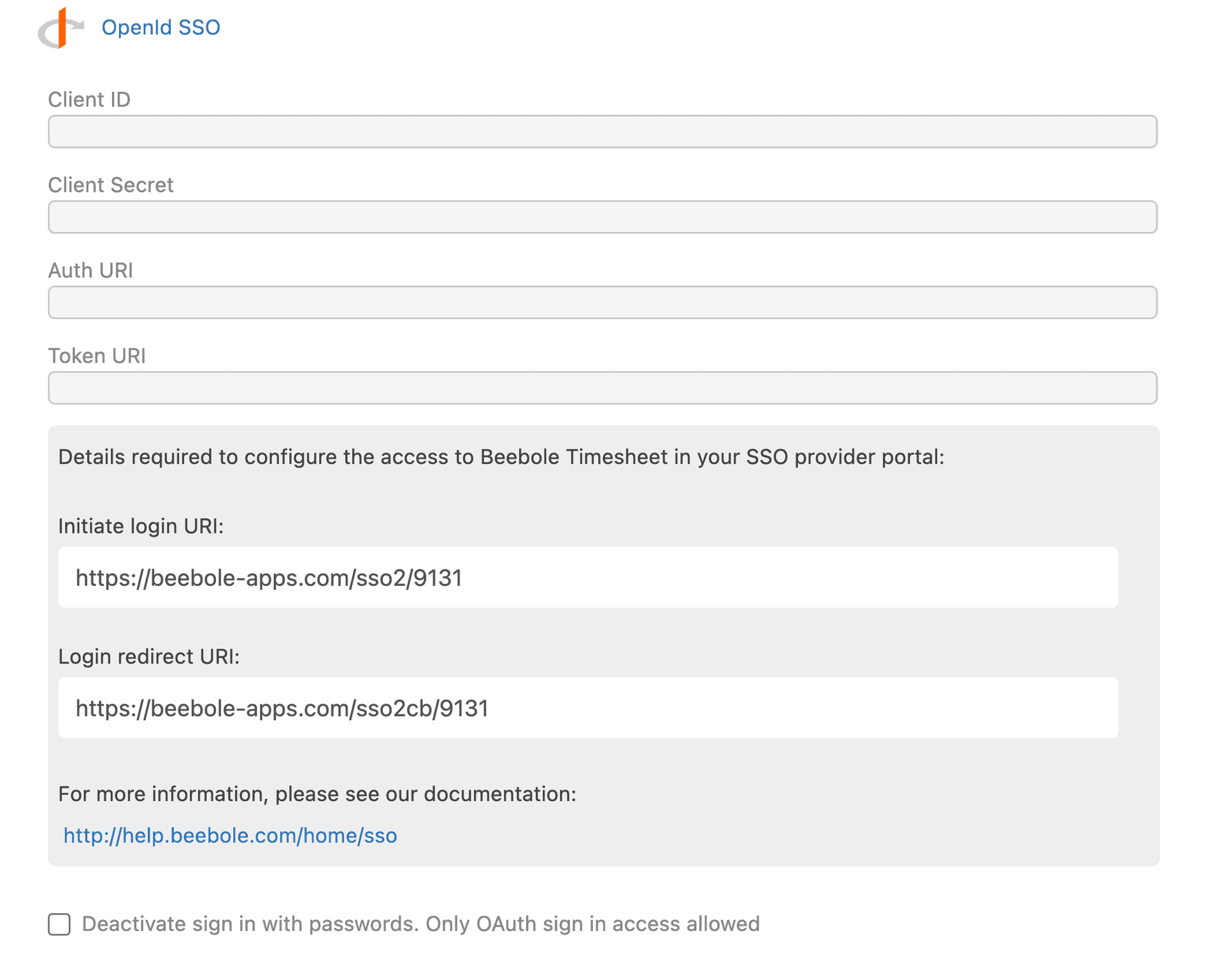 SSO configuration