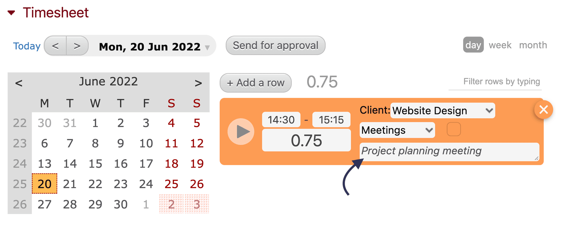 Timesheet comments